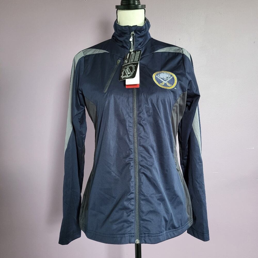 NEW Antigua Desert Dry Official NHL Buffalo Sabres Mock Neck Zip Up Jacket